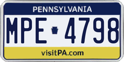 PA license plate MPE4798