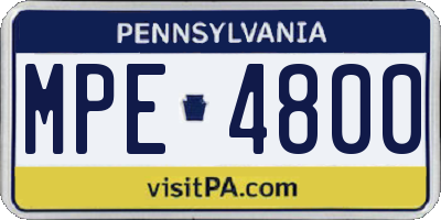 PA license plate MPE4800