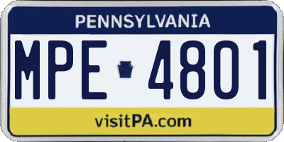 PA license plate MPE4801