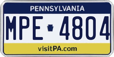 PA license plate MPE4804