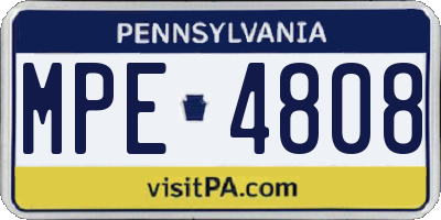 PA license plate MPE4808