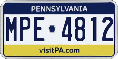 PA license plate MPE4812