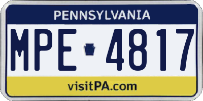 PA license plate MPE4817
