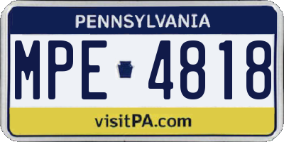 PA license plate MPE4818