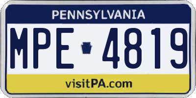 PA license plate MPE4819