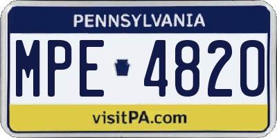 PA license plate MPE4820