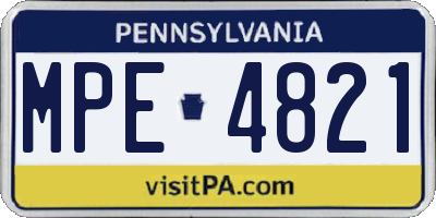 PA license plate MPE4821