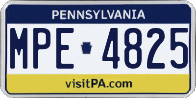 PA license plate MPE4825