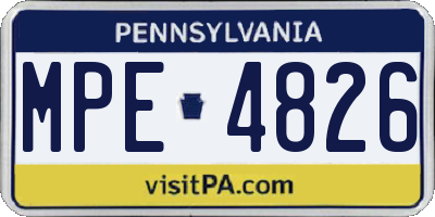 PA license plate MPE4826
