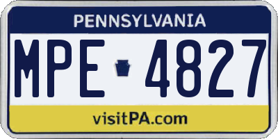 PA license plate MPE4827