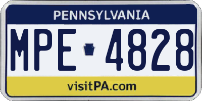 PA license plate MPE4828