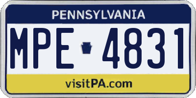 PA license plate MPE4831