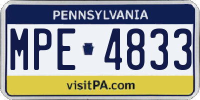 PA license plate MPE4833