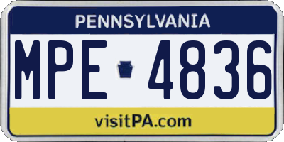 PA license plate MPE4836