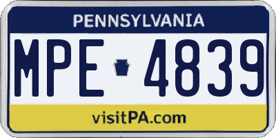 PA license plate MPE4839