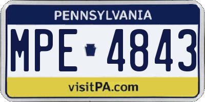 PA license plate MPE4843