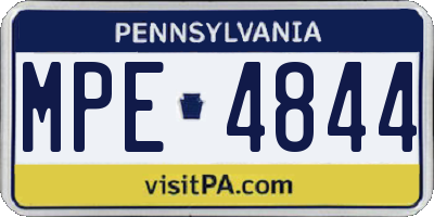 PA license plate MPE4844