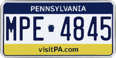 PA license plate MPE4845