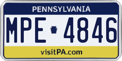 PA license plate MPE4846
