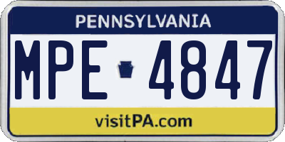 PA license plate MPE4847