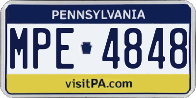 PA license plate MPE4848