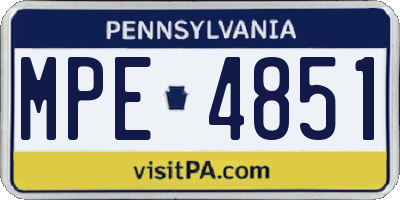 PA license plate MPE4851