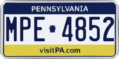 PA license plate MPE4852