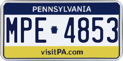 PA license plate MPE4853