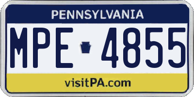 PA license plate MPE4855