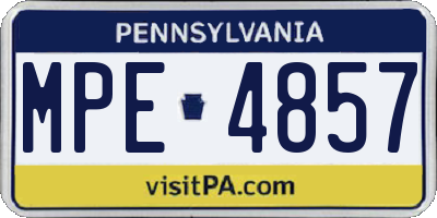 PA license plate MPE4857