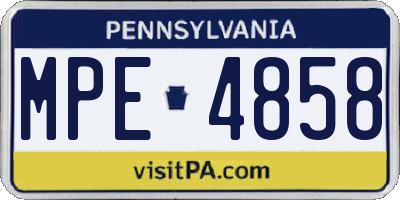 PA license plate MPE4858