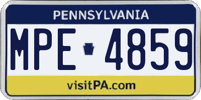 PA license plate MPE4859