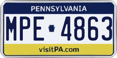 PA license plate MPE4863
