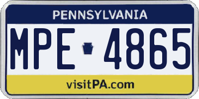 PA license plate MPE4865