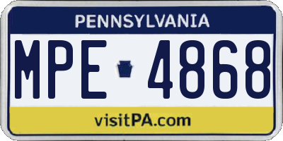 PA license plate MPE4868