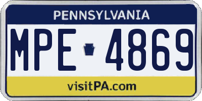 PA license plate MPE4869