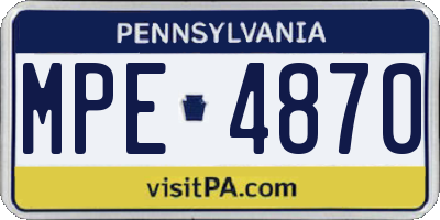 PA license plate MPE4870