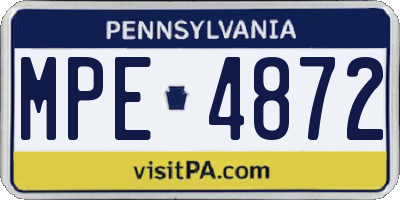 PA license plate MPE4872