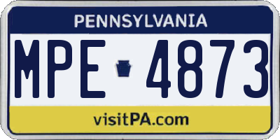 PA license plate MPE4873
