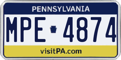 PA license plate MPE4874