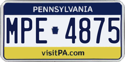 PA license plate MPE4875