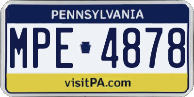 PA license plate MPE4878