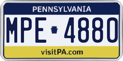 PA license plate MPE4880