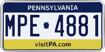 PA license plate MPE4881