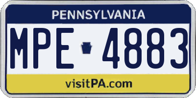 PA license plate MPE4883