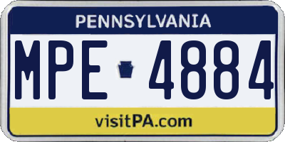 PA license plate MPE4884