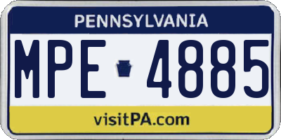 PA license plate MPE4885