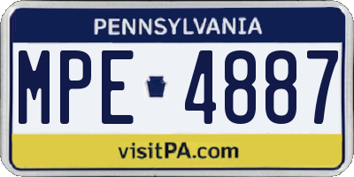 PA license plate MPE4887