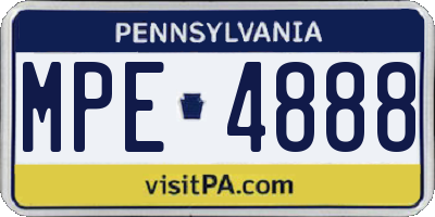 PA license plate MPE4888