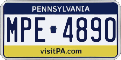 PA license plate MPE4890